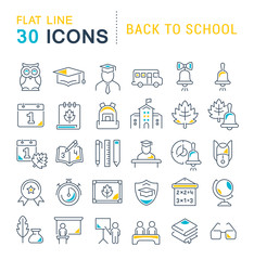 Set Vector Line Icons of Back to School