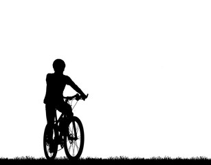Obraz premium Cycling Silhouette on white background