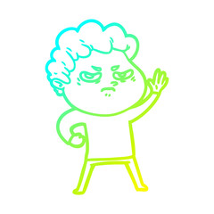 cold gradient line drawing cartoon angry man