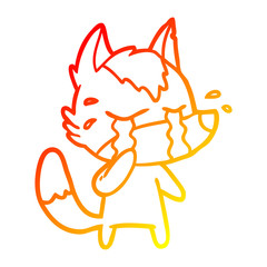 warm gradient line drawing cartoon crying wolf