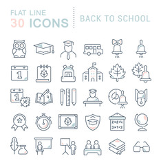 Set Vector Line Icons of Back to School