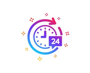 Fototapeta na wymiar 24 hours delivery icon. Time or stopwatch sign. Dynamic shapes. Gradient design 24h delivery icon. Classic style. Vector