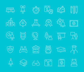 Set Vector Line Icons of Back to School