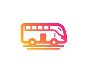 Bus tour transport icon. Transportation sign. Tourism or public vehicle symbol. Classic flat style. Gradient bus tour icon. Vector