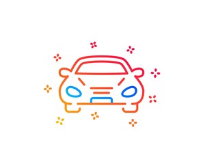 Car transport line icon. Transportation vehicle sign. Driving symbol. Gradient design elements. Linear car icon. Random shapes. Vector