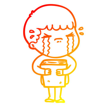 recommend clip art: warm gradient line drawing cartoon man crying