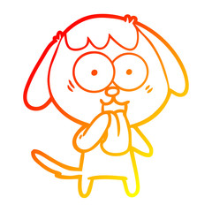 warm gradient line drawing cute cartoon dog