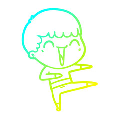 cold gradient line drawing cartoon happy man