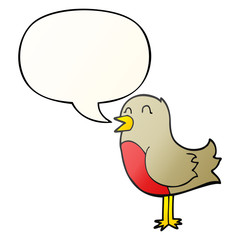cartoon bird and speech bubble in smooth gradient style