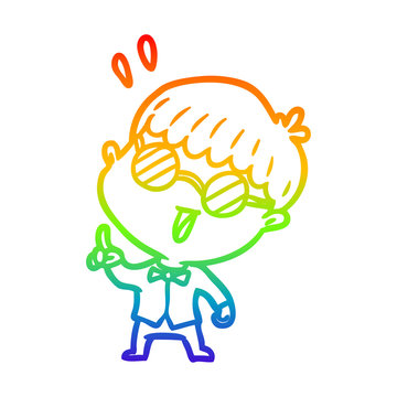 recommend clip art: rainbow gradient line drawing clever boy with idea