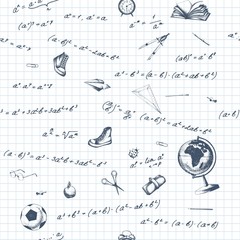 Back to school mathematics, pen, doodle sketch seamless pattern, education backdrop