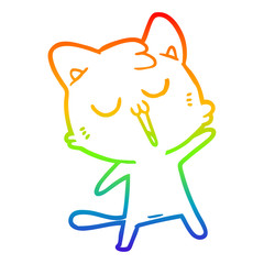 rainbow gradient line drawing cartoon cat singing