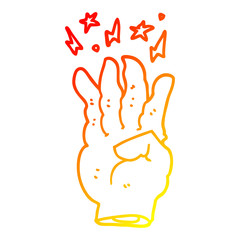 warm gradient line drawing cartoon spooky magic hand