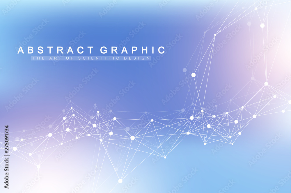 Fototapete Abstract plexus background with connected lines and dots. Molecule and communication background. Graphic background for your design. Lines plexus big data visualization. Vector illustration