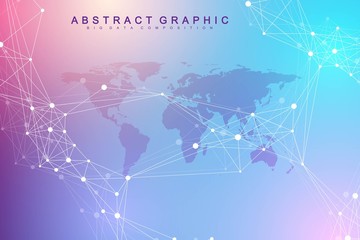 Abstract plexus background with connected lines and dots. Molecule and communication background. Graphic background for your design. Lines plexus big data visualization. Vector illustration