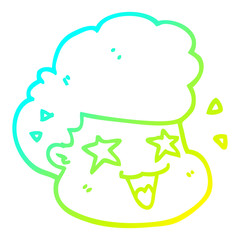 cold gradient line drawing cartoon excited boy