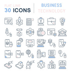 Set Vector Line Icons of Business Technology