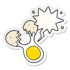cartoon cracked egg and speech bubble sticker