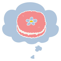 cartoon biscuit and thought bubble in retro style