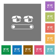 Conveyor with boxes square flat icons