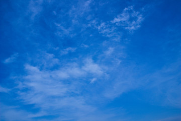 Blue sky with cirrus clouds on a summer day. Summer in Russia.