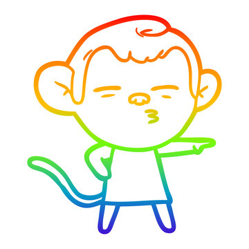 recommend clip art: rainbow gradient line drawing cartoon suspicious monkey