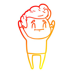 warm gradient line drawing happy cartoon man