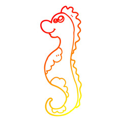 warm gradient line drawing cartoon sea horse