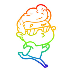 rainbow gradient line drawing cartoon cool guy