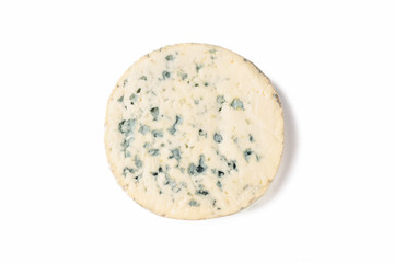 Fototapeta na wymiar Round Cheese with mold on white background