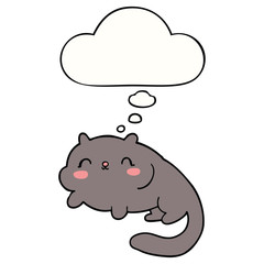 cartoon cat and thought bubble
