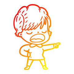 warm gradient line drawing cartoon woman talking