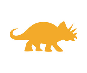 Triceratops vector silhouette. Cute dinosaur orange silhouette isolated © chereliss