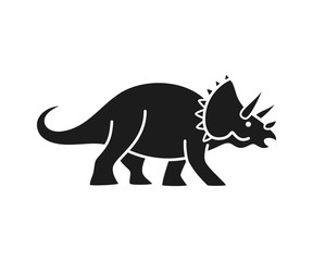 Triceratops vector silhouette. Cute dinosaur black silhouette isolated © chereliss