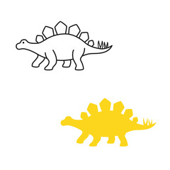 Stegosaurus vector silhouette and contour. Dinosaur stegosaurus isolated