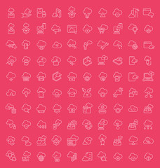 Set of Line Icons of Cloud Services