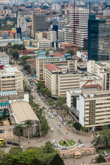 Aerial view of downtown Nairobi, Kenya. - obrazy, fototapety, plakaty