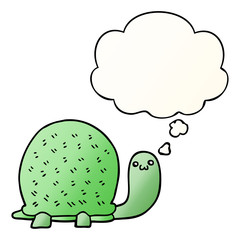 cute cartoon turtle and thought bubble in smooth gradient style