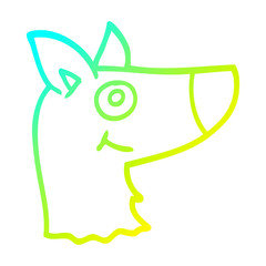 cold gradient line drawing cartoon happy dog