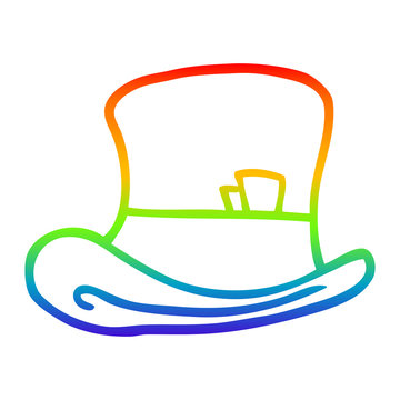 recommend clip art: rainbow gradient line drawing cartoon top hat