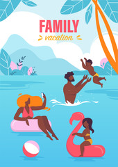 Advertising Banner Family Vacation Lettering.