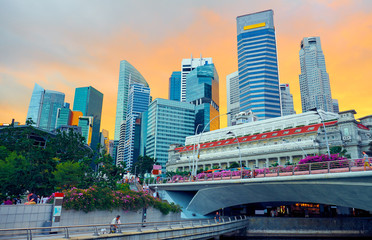 Singapore skyscrapers during sunset
