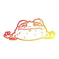 warm gradient line drawing cartoon ugly frog