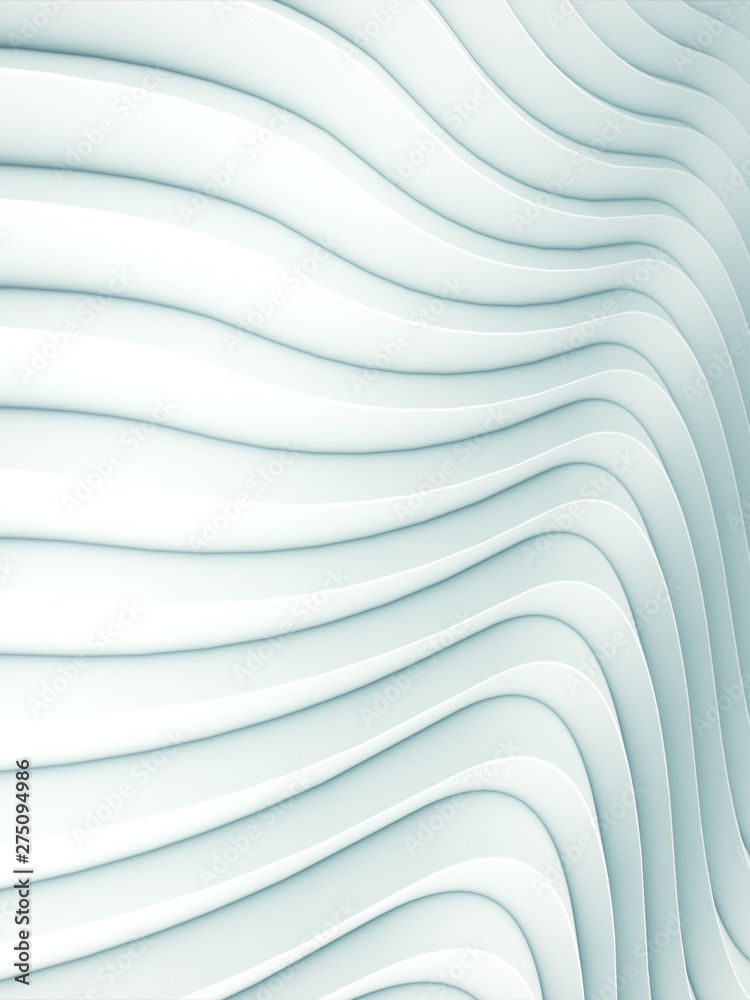 Aufkleber Wave band white abstract background surface. 3d rendering