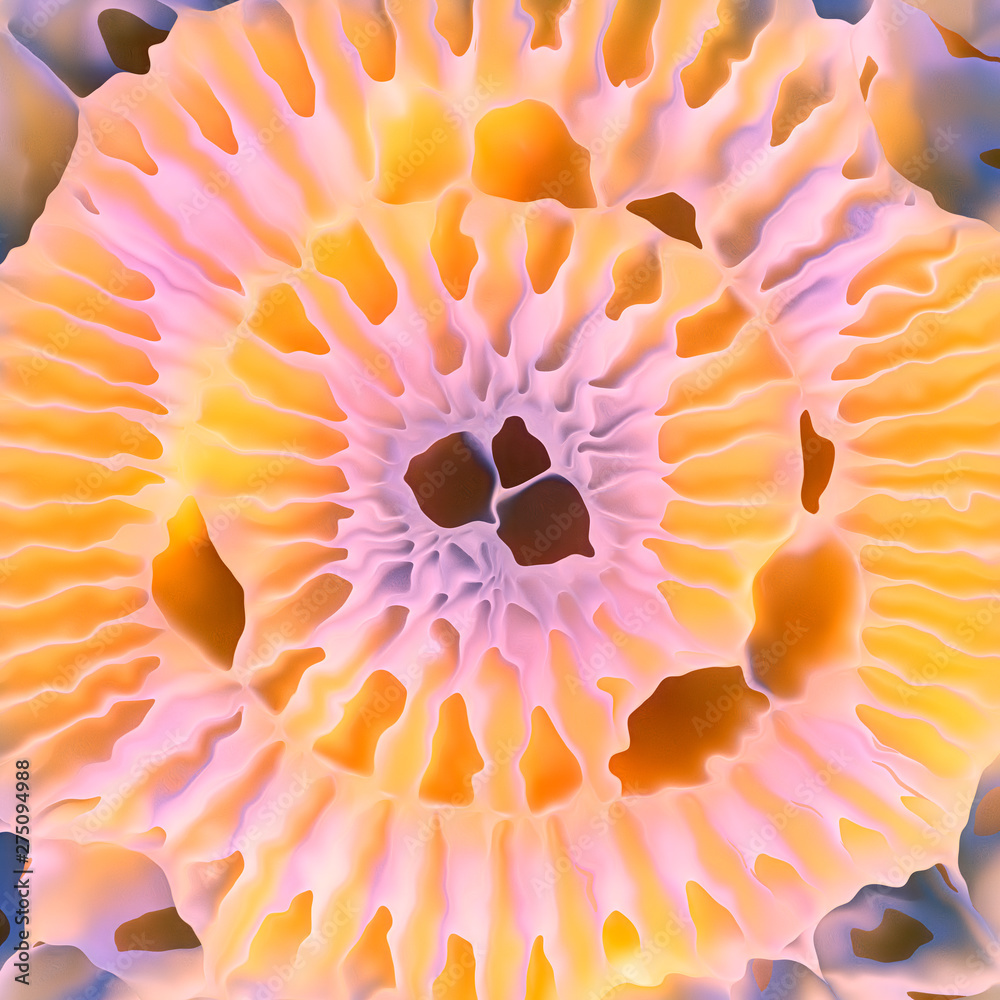 Poster colored organic voronoi pattern. digital illustration, futuristic organic surface design. 3d renderi