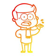 warm gradient line drawing cartoon shocked man