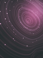 Obraz premium Magic wavy rings with small beads on a dark background. Depth of field. 3d rendering