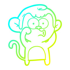 cold gradient line drawing cartoon hooting monkey