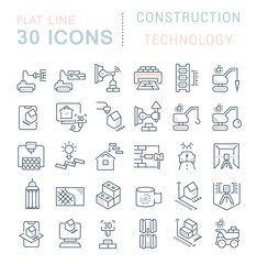 Set Vector Line Icons of Construction Technology