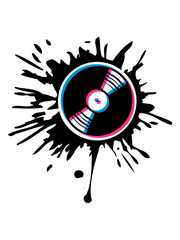 3d klecks tropfen spritzer graffiti vinyl musik party auflegen platte spielen tanzen club disko mischpult cool logo design dj discjockey